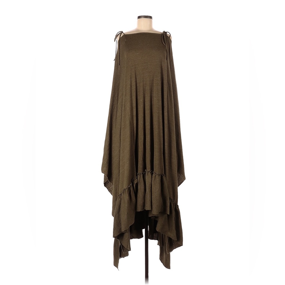 FP beach Ribbed Ruffle Hem Kaftan
